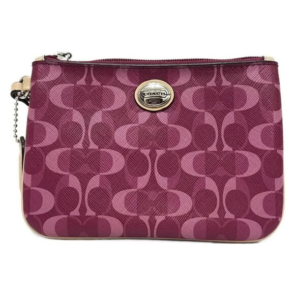 COACH Signature - Pink Light Pink Beige PVC Leather Pouch - Picture 1 of 6